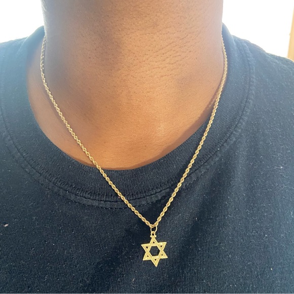 REAL 2mm 10k ROPE GOLD CHAIN 20 INCHES & AND REAL 14k STAR OF DAVID ✡️ STAMPED - Picture 1 of 16